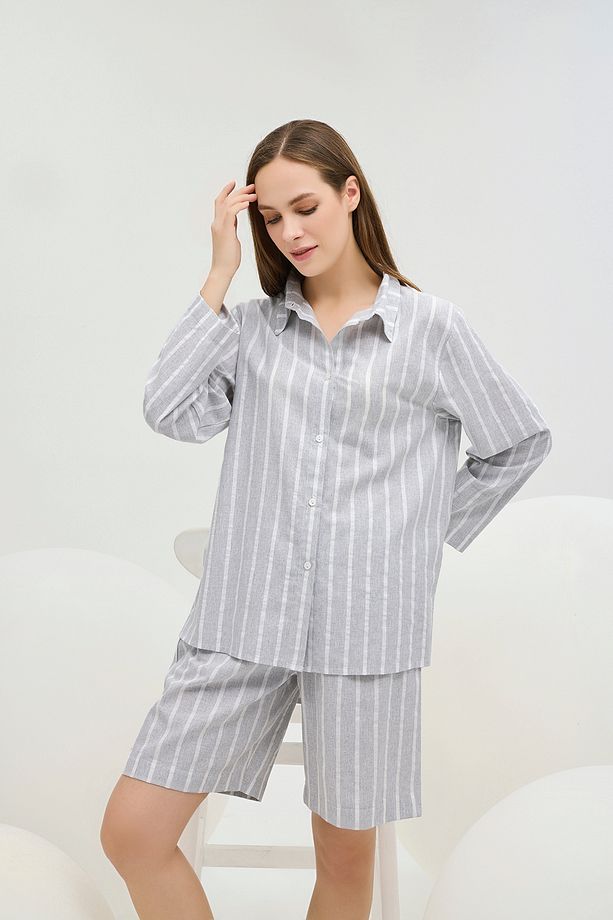 16446 KADIN GÖMLEK ŞORT PANTOLON 3 LÜ TAKIM - 2