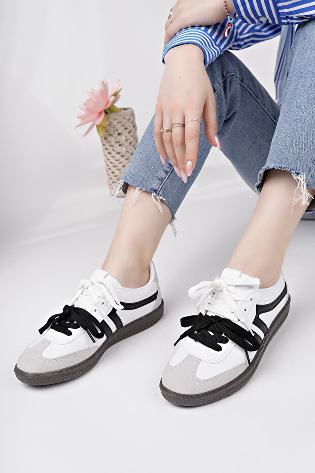 Retro Çift Bağcıklı Günlük Kadın Sneaker Spor Ayakkabı - 5