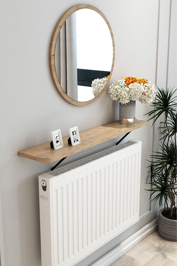 Safir Meşe  Petek Üstü Tak Çıkar , Uçan Raf & Dresuar Duvar Montajsız Oval Kesim 60 Cm - 2