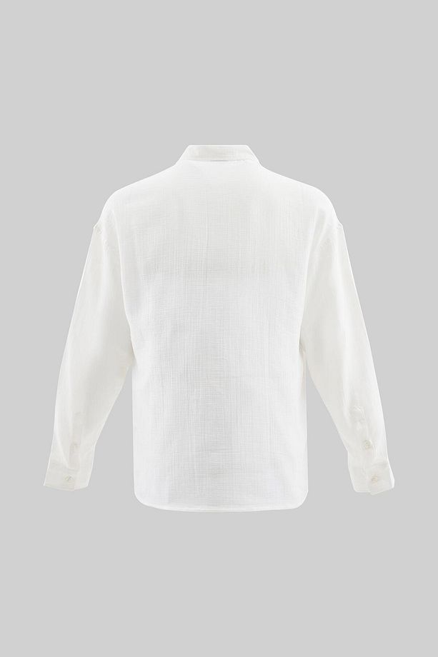 Erkek Basic Uzun Kollu Cotton Ekru Gömlek - 3