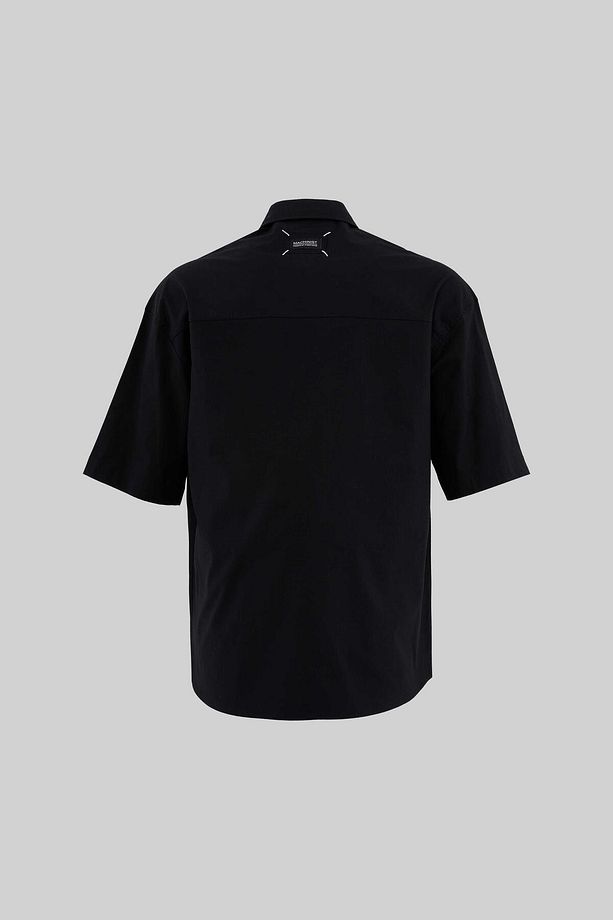 Erkek Labeled And Technical Stitched Siyah Gömlek - 3