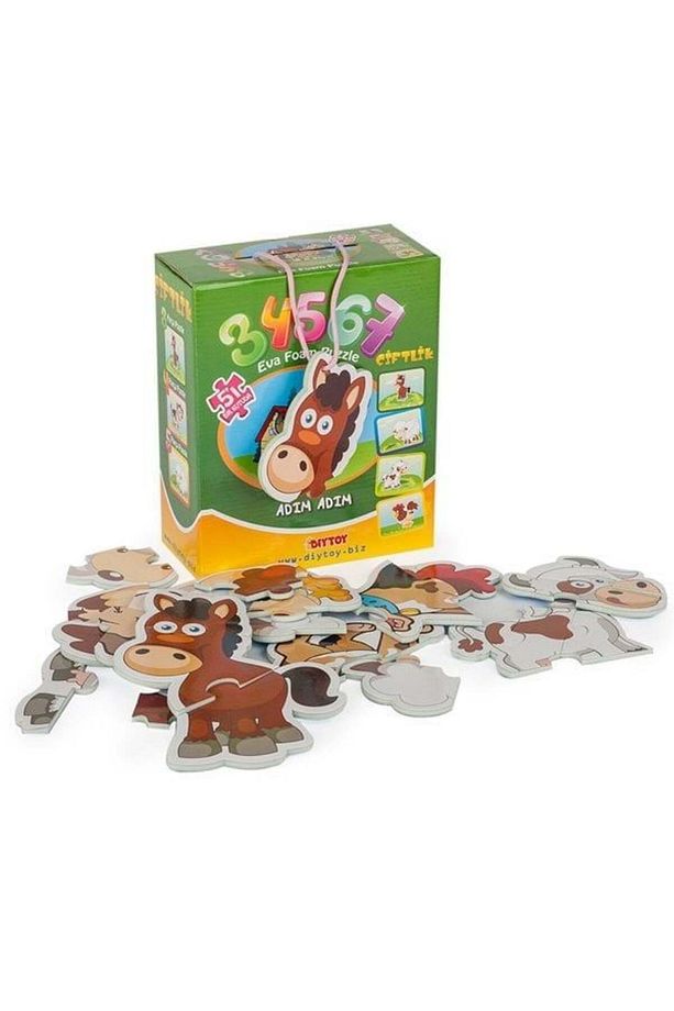 8018 Dıytoy Süper Renkli 5'i1 Kutuda Puzzle - Çiftlik / 3+4+5+6+7 Parça Puzzle - 1