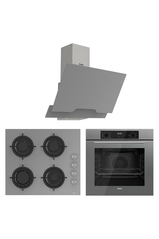 Flowart Lumora Pro Gri 3'lü Ankastre Set ( QBL63CPR-CS208-D065 ) - 1