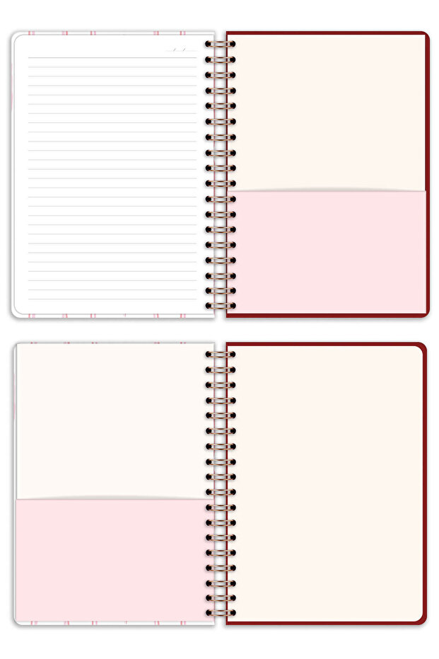 B5 17X24 cm Spiral Elastic Striped Undated Notepad Cherry Bow - 7