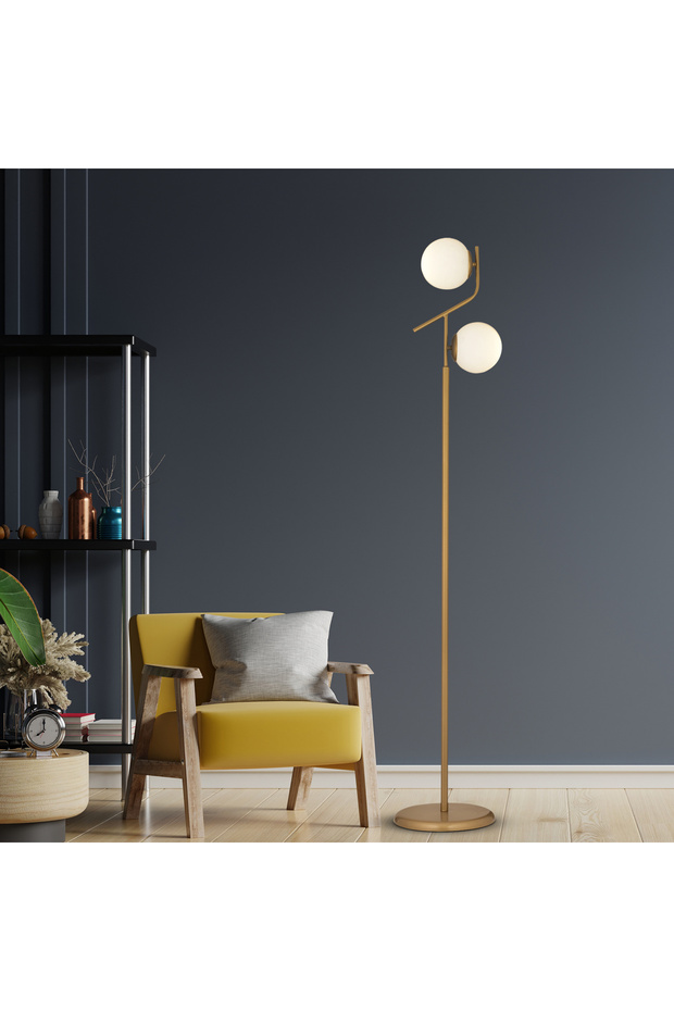 Apliqa Velar Eskitme Beyaz Camlı Modern Tasarım Metal Lambader
