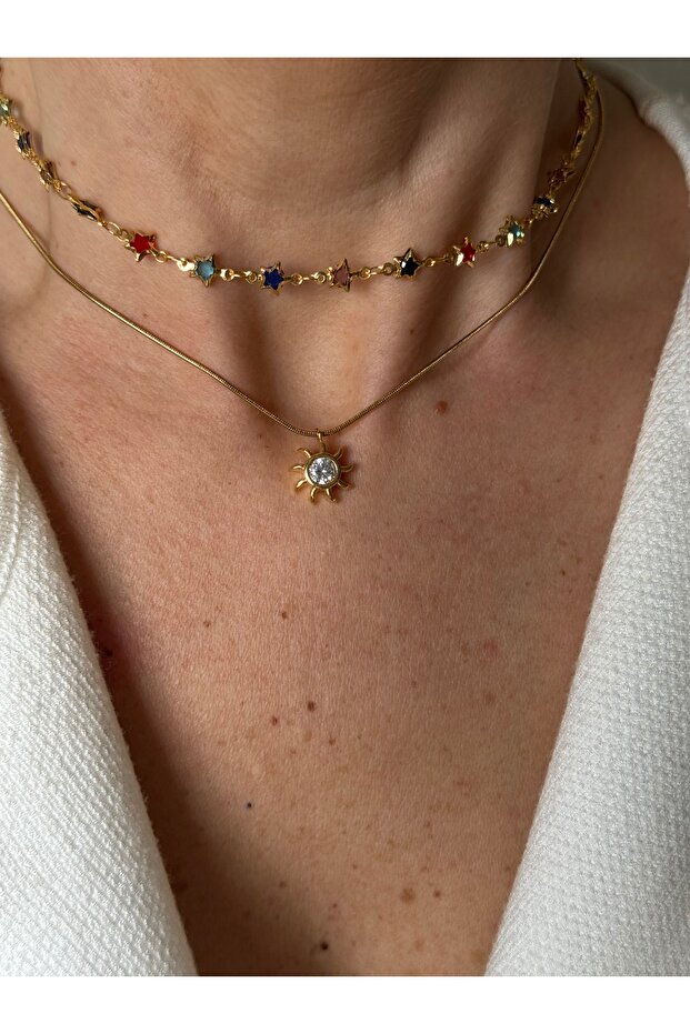 Steel Mini Sun Necklace