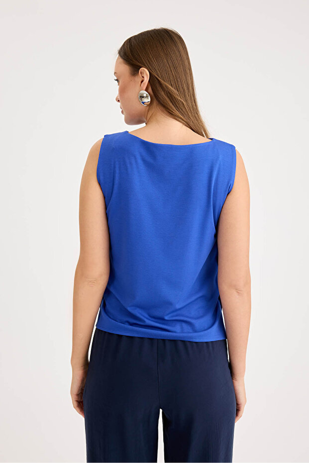 بلوزة مودال بأكمام صفر وأزرار جانبية - 5