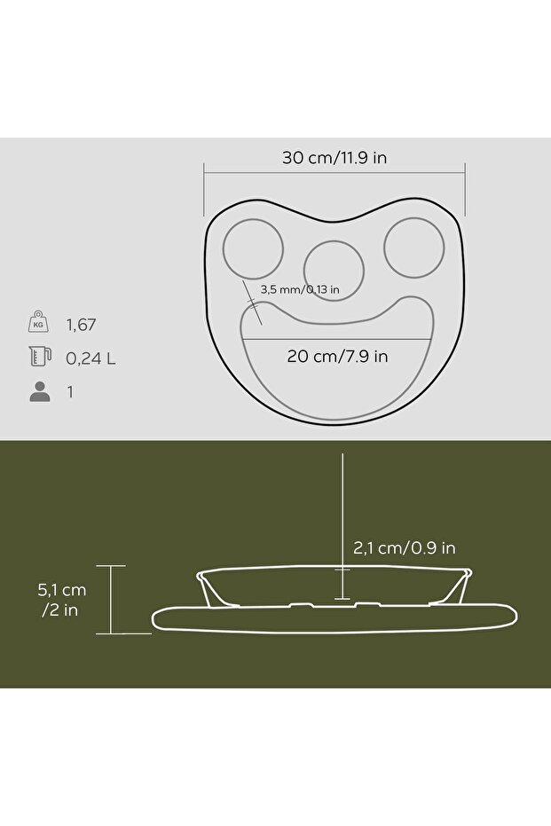 Fajita Tabağı Böbrek Form Siyah Mat Ahşap Stand 10 X 20 Cm - 3