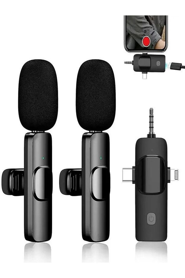 3in2 Yaka Mikrofonu Type-c Iphone Jak Giriş Telefon Uyumlu 20m Wirelees Yayın Youtuber Tiktok Skype - 1