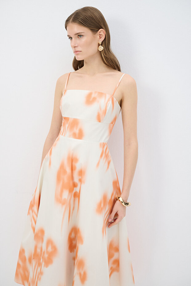 Askılı Desenli Elbise - 6