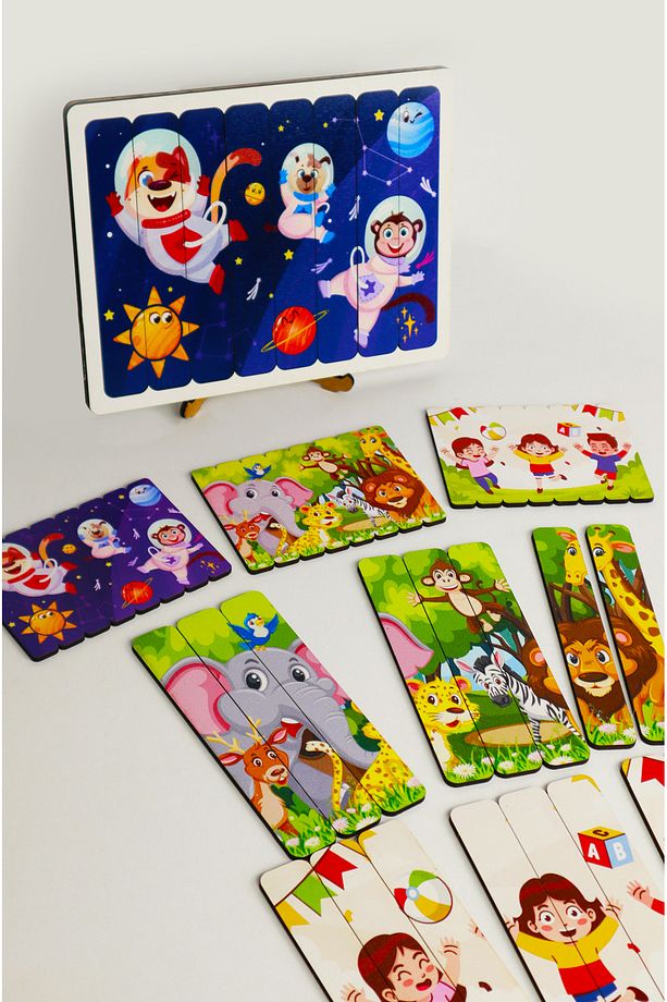 Ahşap Çubuk Puzzle, 3lü Set Puzzle, , Montesorri Puzzle ÇB302 - 2