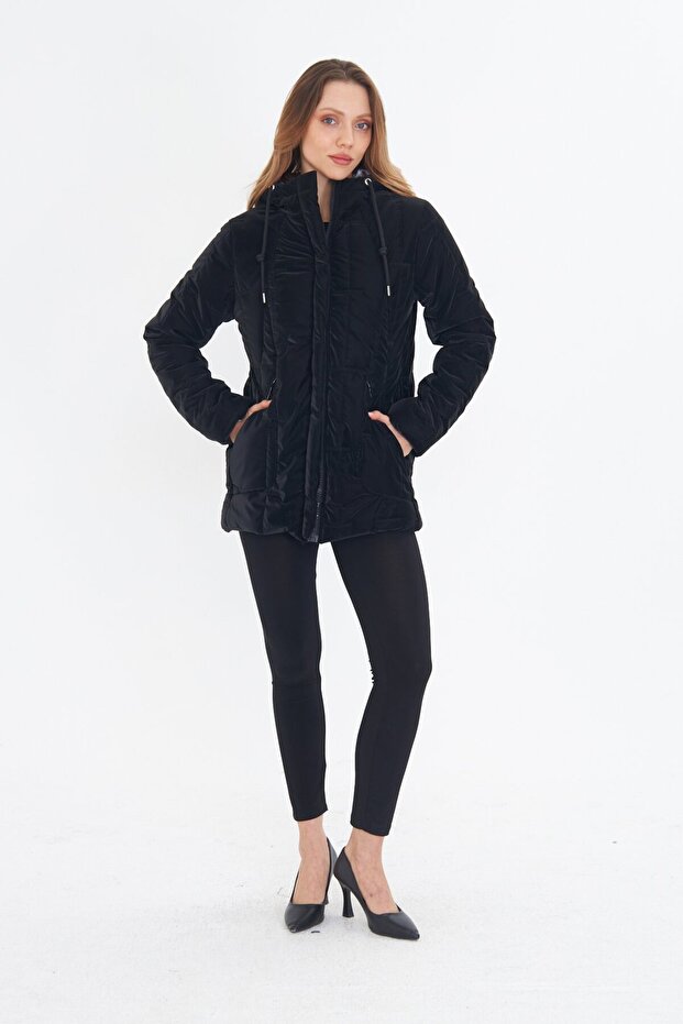 KAPÜŞONLU SİYAH MONT - 1