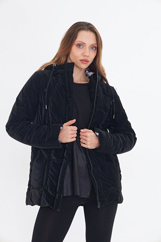 KAPÜŞONLU SİYAH MONT - 6