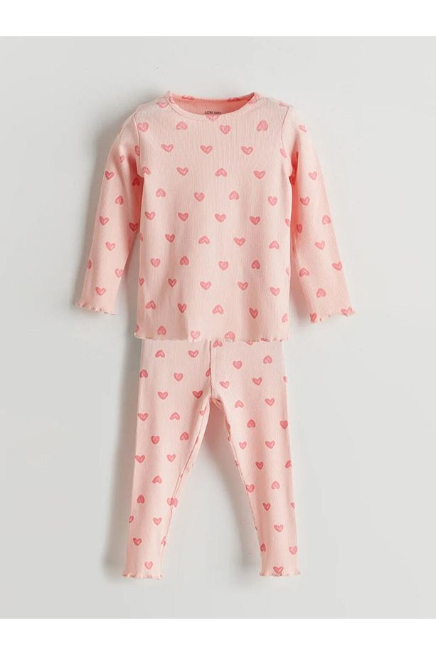 LCW baby Pembe Kalp Baskılı Kız Bebek Pijama Takımı - 1