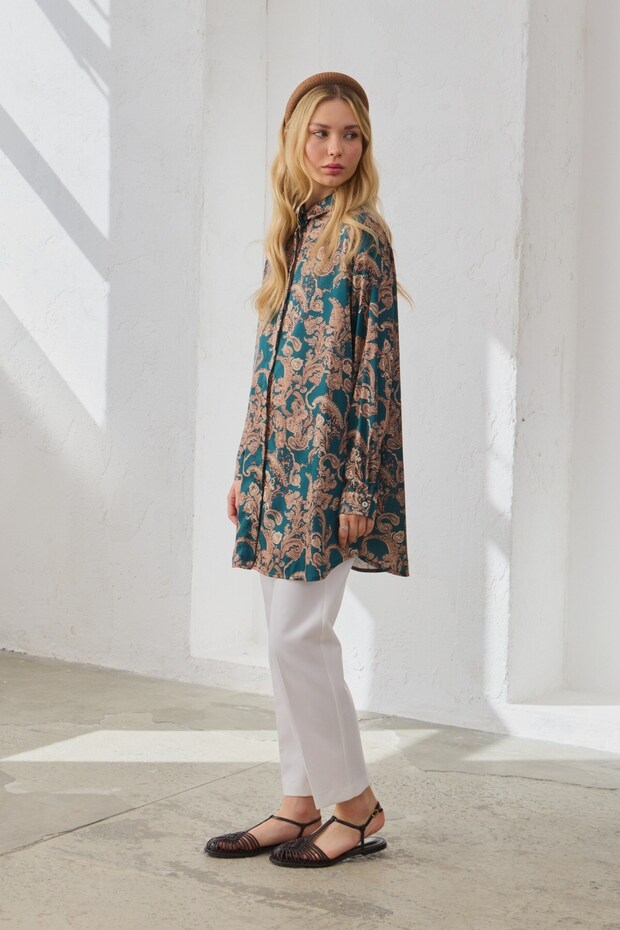 Desenli Gömlek Yeşil - 4