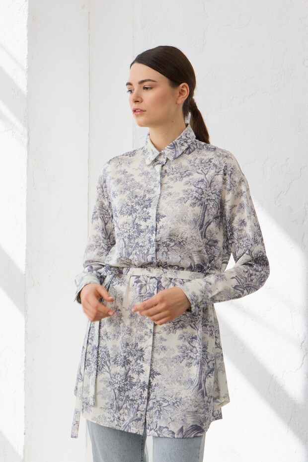 Desenli Gömlek Beyaz - 3