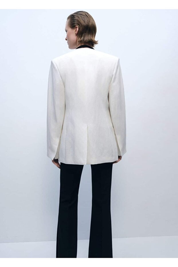 Lyocell ve keten karışımı blazer ceket - 4