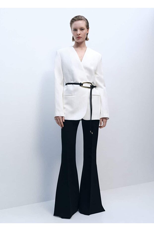 Lyocell ve keten karışımı blazer ceket - 2