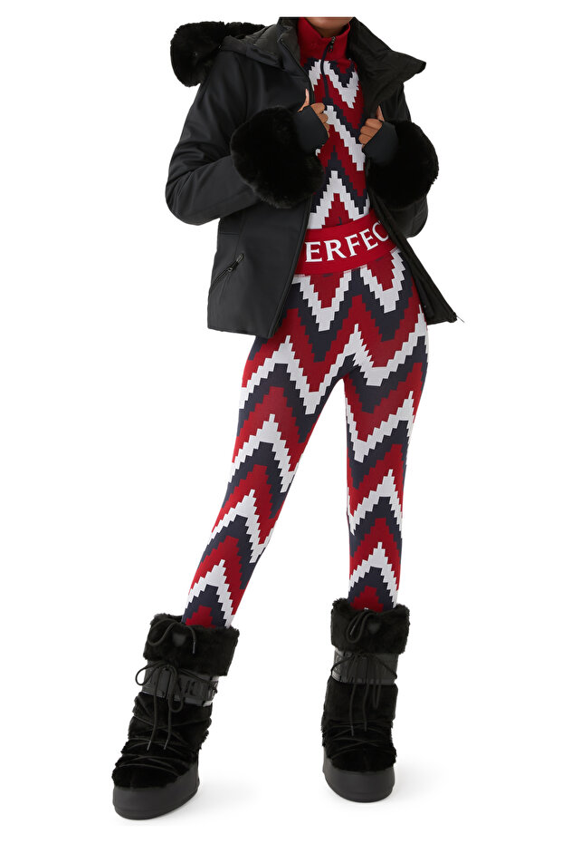 Chevron Desenli Yüksek Bel Tayt - 2