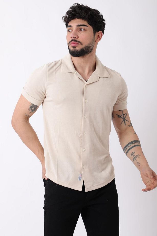 Kırçıllı Desen Kısa Kol Gömlek JS C-156_40361 - 4