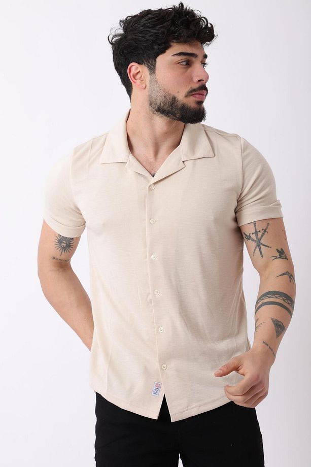 Kırçıllı Desen Kısa Kol Gömlek JS C-156_40361 - 5