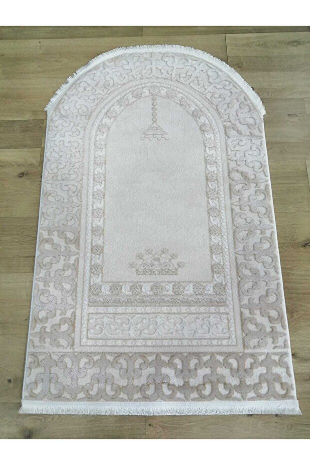 Cirağan Oval Thick Soft Surface Shiny Yarn Prayer Rug 77X125 cm Beige