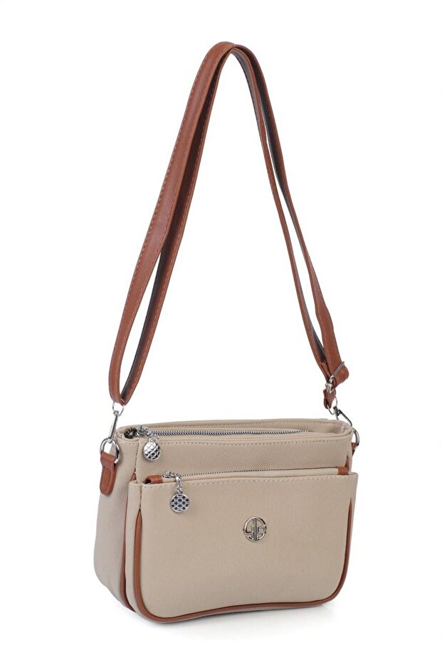 Benetto Mali Model Hand and Women's Shoulder Bag - Beige