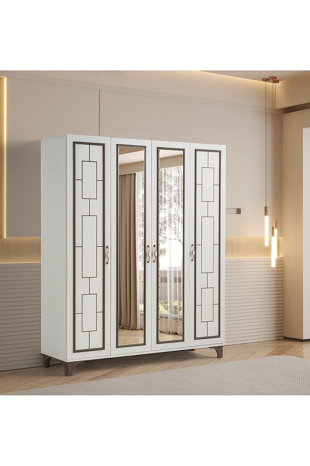 Perla %100 Mdf 4 Kapaklı Dolap Gardırop - 1