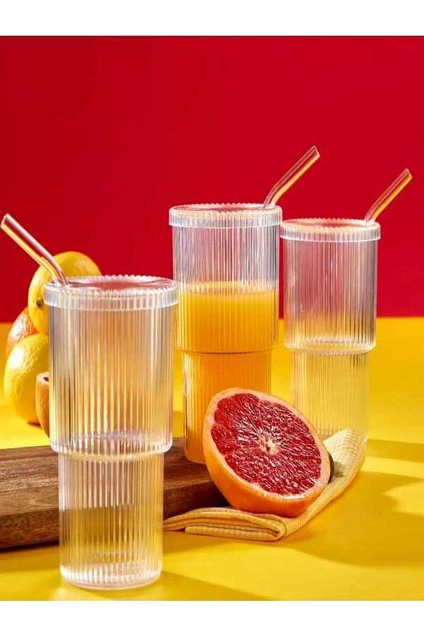 Origami Cam Pipetli Plastik Bardak (1 ADET MİKA BARDAK 1 ADET MİKA KAPAK 1 ADET CAM PİPET) - 1