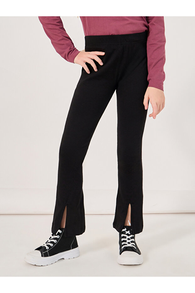 Front Split Detail Solid Leggings - 1