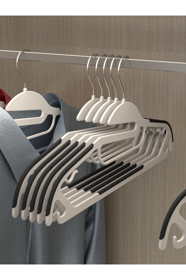 Set of 10 Heavy Duty Plastic Hangers, Anti-Slip Design, Thin Profile Durable Modern Hanger