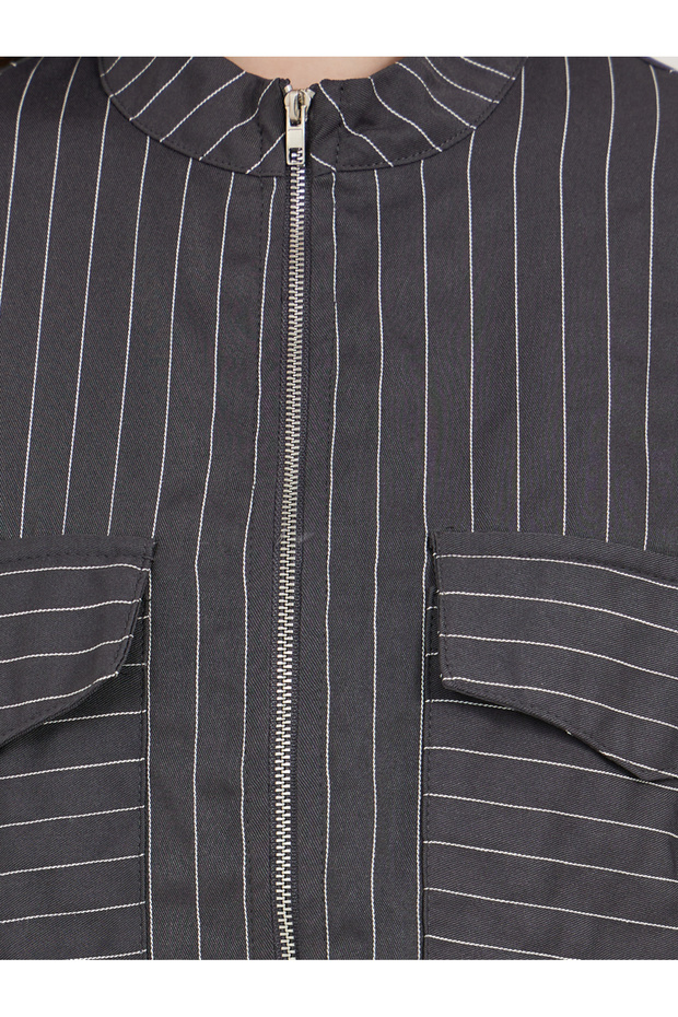Regular Fit Regular Length Striped Bomber Jacket - 3