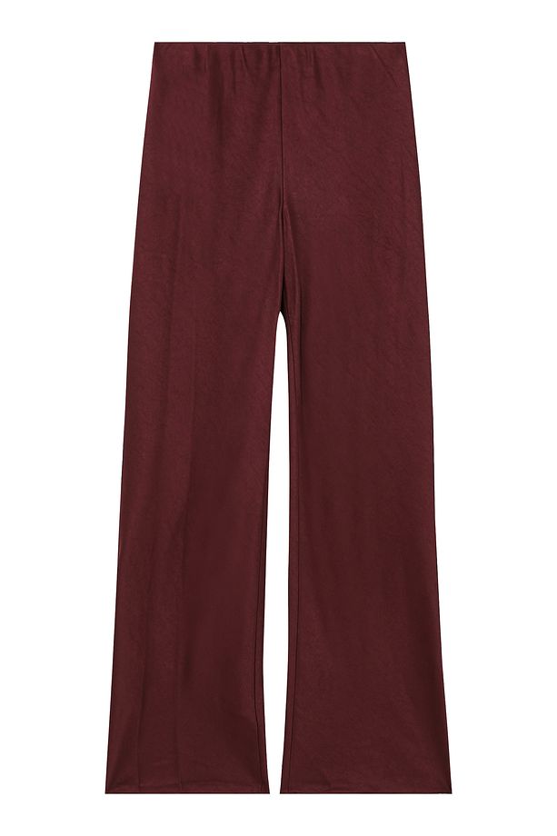 Saten Şort Pantolon - Bordo - 1