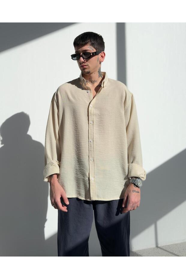 Oversize Keten Gömlek - 2