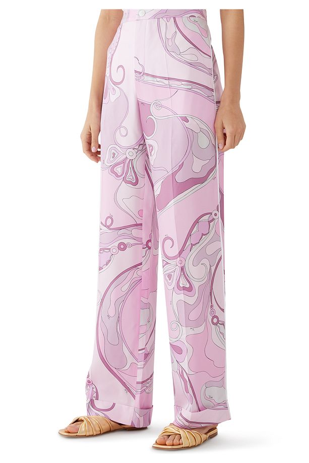 Orkide Desenli İpek Twill Pantolon - 5