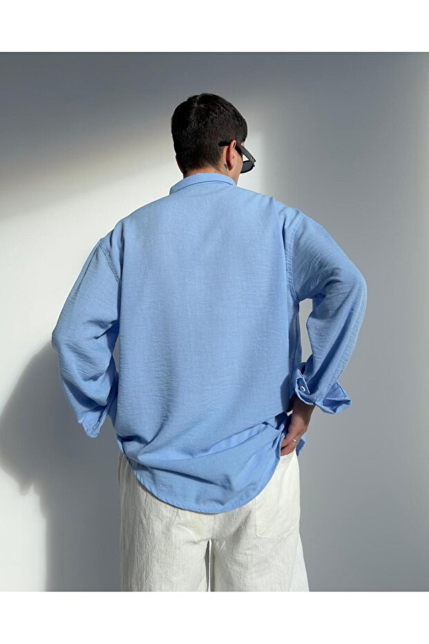 Oversize Keten Gömlek - 3