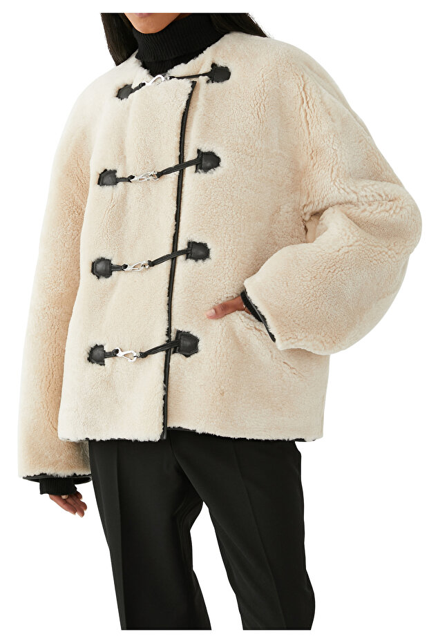 Teddy Shearling Klipsli Ceket - 5