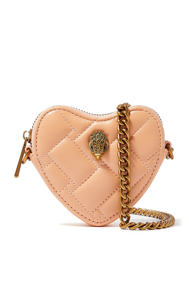 Crocodile Patterned Heart Micro Bag - Light Orange