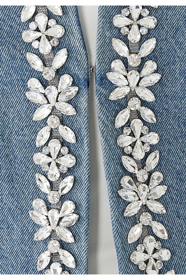 Işıltılı Denim Ceket - 4