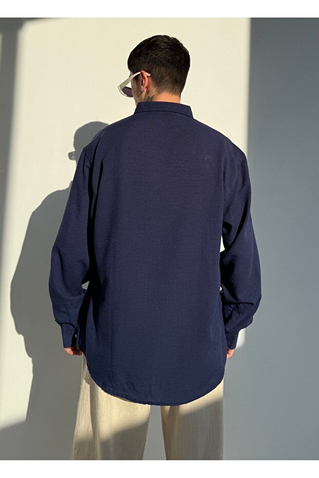 Oversize Keten Gömlek - 5