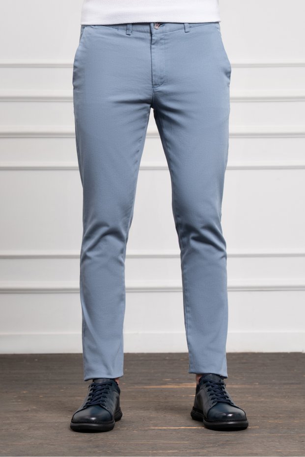 Men's Blue Slim Fit Slim Fit Chino Trousers