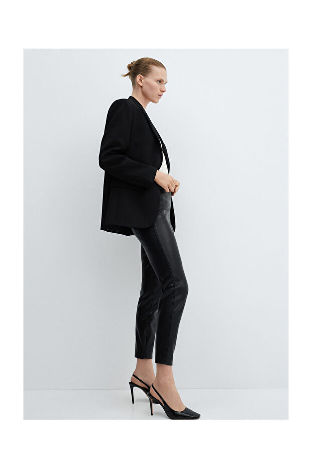 Leather-effect leggings with split hems - 6