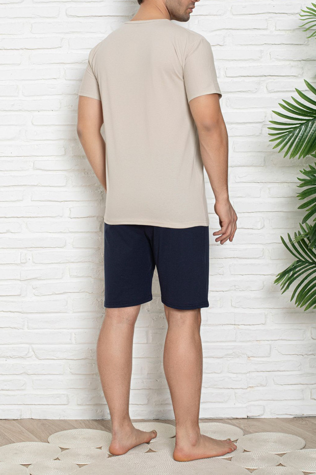 Bej - İndigo Regular Fit Koala Baskılı Şortlu Örme Pijama Takımı TMNSS25PT00041 - 2