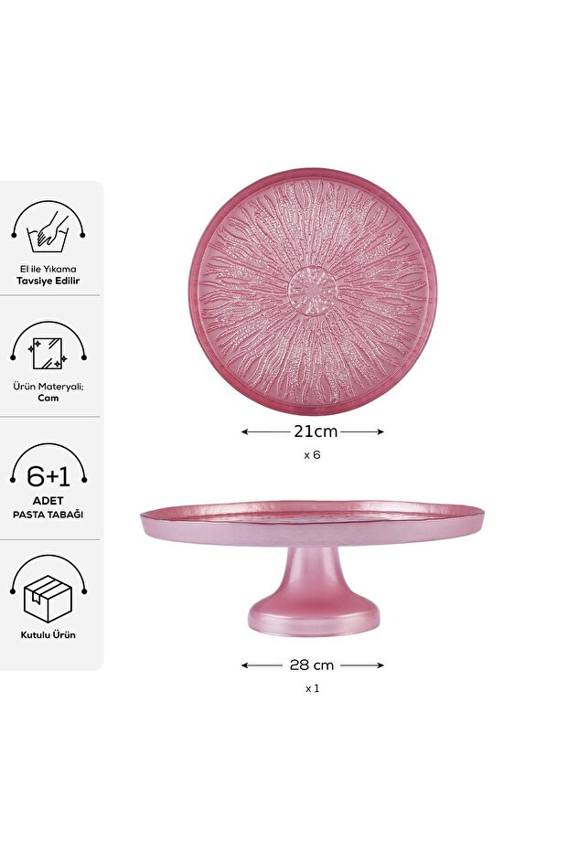 Teo 7 Parça Standlı Pasta / Tatlı Seti Pembe - 2