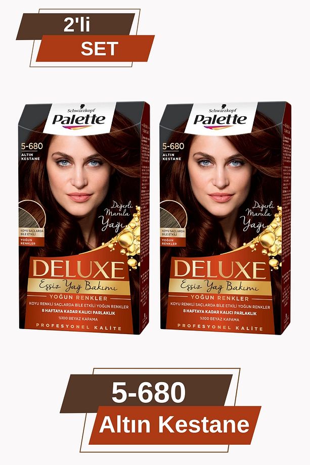 Deluxe Yoğun Renkler 5-680 Altın Kestane X 2 Adet Saç Boyası - 1