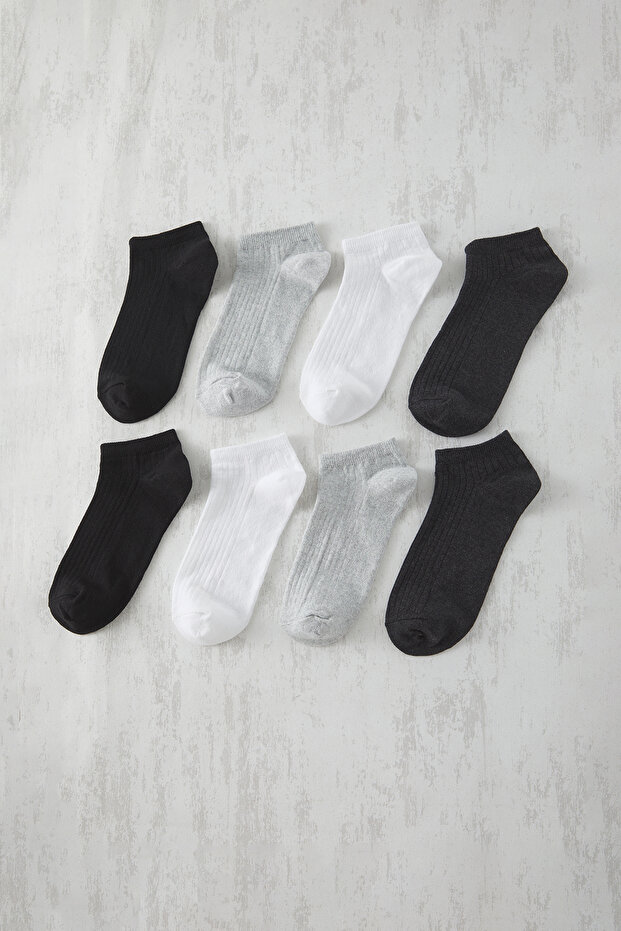Çok Renkli Unisex 8'li Pamuklu Patik Erkek Çorap TEDAW25CO00005 - 4