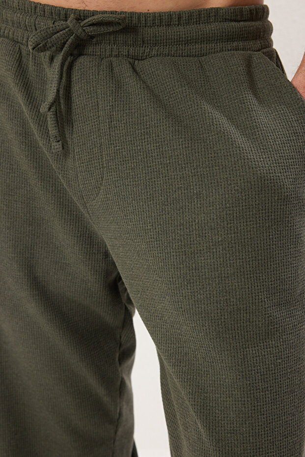 Haki Oversize/Geniş Kesim Dokulu Kısa Kol Eşofman Takımı TMNSS25EM00010 - 4