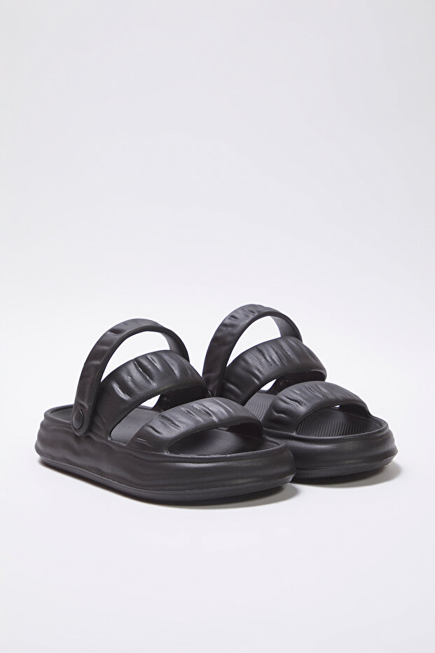 Schwarze Eva-Sandalen mit doppelter Band-Lichtsohle für Damen TAKSS25SD00032 - 3