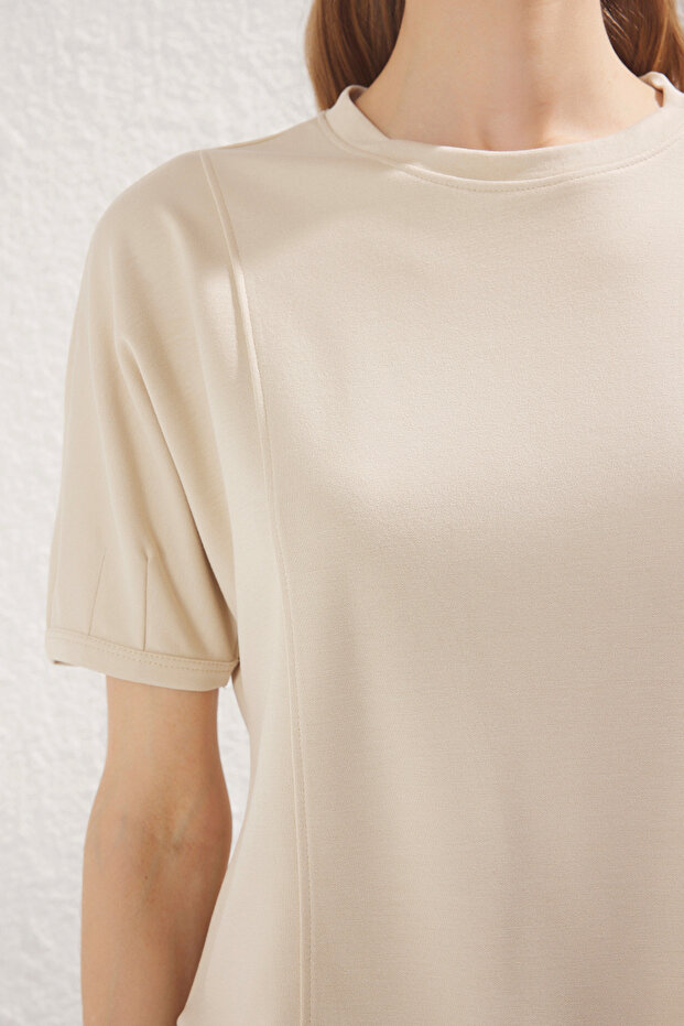 Taş Relaxed/Rahat Kalıp Crop Esnek Örme Bluz TWOSS25BZ00403 - 3