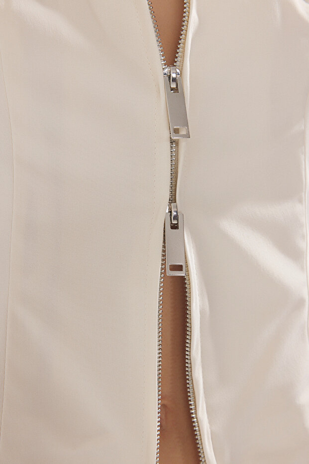 Taş Ceket Yaka Fitted Dokuma Yelek TWOSS25YE00064 - 3